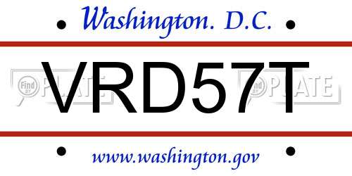 VRD57T District Of Columbia License Plate