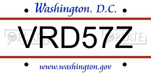 VRD57Z District Of Columbia License Plate