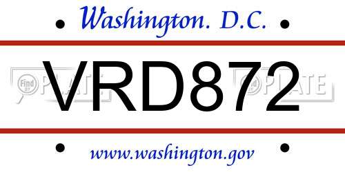 VRD872 District Of Columbia License Plate