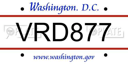 VRD877 District Of Columbia License Plate