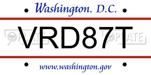 VRD87T District Of Columbia License Plate