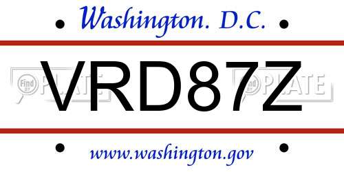 VRD87Z District Of Columbia License Plate