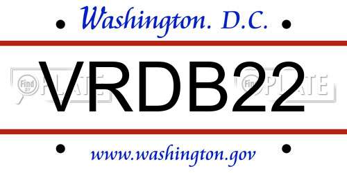VRDB22 District Of Columbia License Plate
