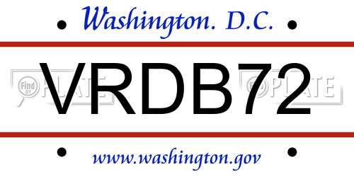 VRDB72 District Of Columbia License Plate