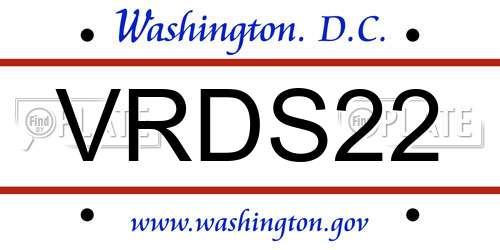 VRDS22 District Of Columbia License Plate
