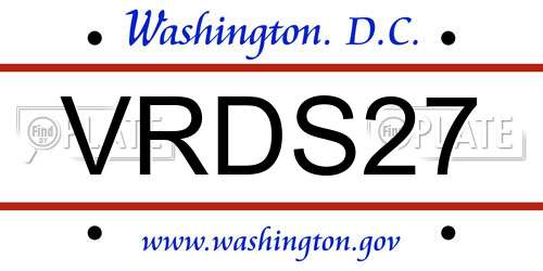 VRDS27 District Of Columbia License Plate