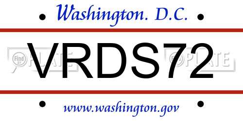 VRDS72 District Of Columbia License Plate
