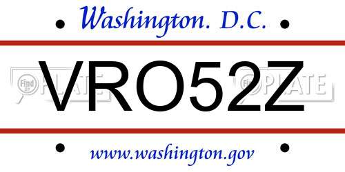 VRO52Z District Of Columbia License Plate