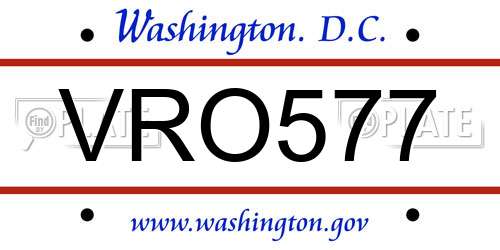 VRO577 District Of Columbia License Plate