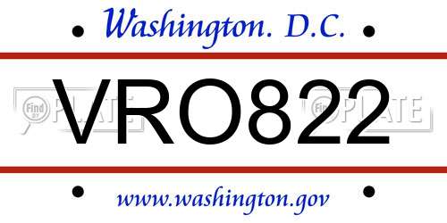 VRO822 District Of Columbia License Plate
