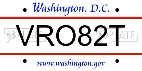 VRO82T District Of Columbia License Plate