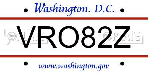 VRO82Z District Of Columbia License Plate