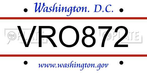 VRO872 District Of Columbia License Plate