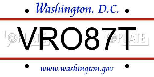 VRO87T District Of Columbia License Plate