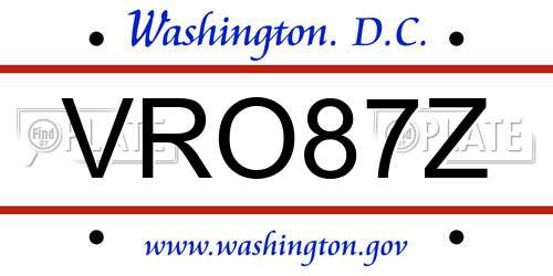VRO87Z District Of Columbia License Plate