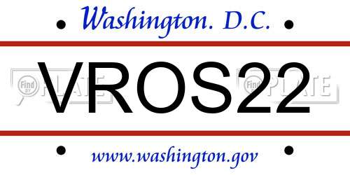 VROS22 District Of Columbia License Plate