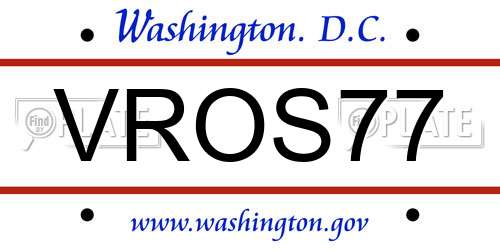 VROS77 District Of Columbia License Plate