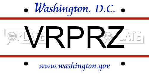 VRPRZ District Of Columbia License Plate