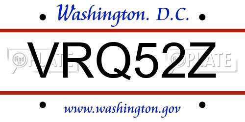 VRQ52Z District Of Columbia License Plate