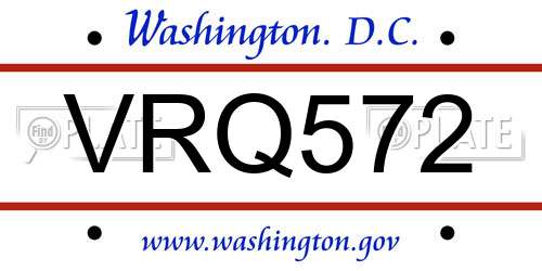 VRQ572 District Of Columbia License Plate
