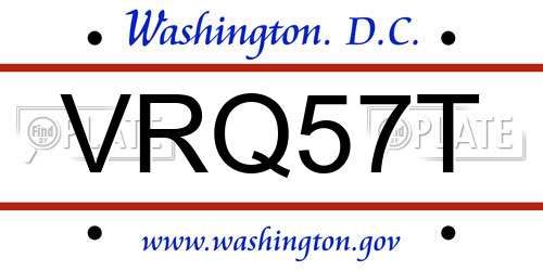 VRQ57T District Of Columbia License Plate