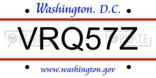 VRQ57Z District Of Columbia License Plate