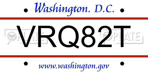 VRQ82T District Of Columbia License Plate