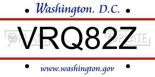 VRQ82Z District Of Columbia License Plate