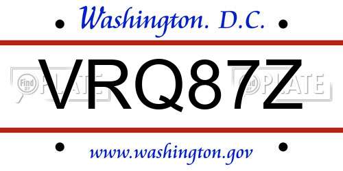 VRQ87Z District Of Columbia License Plate