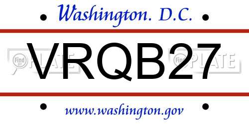 VRQB27 District Of Columbia License Plate