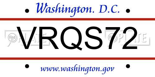 VRQS72 District Of Columbia License Plate