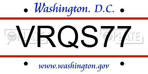 VRQS77 District Of Columbia License Plate