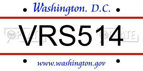 VRS514 District Of Columbia License Plate