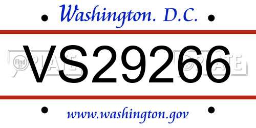 VS29266 District Of Columbia License Plate