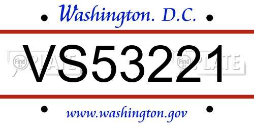 VS53221 District Of Columbia License Plate
