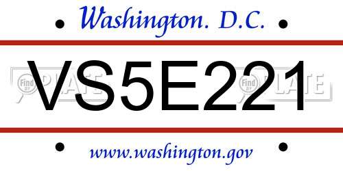 VS5E221 District Of Columbia License Plate