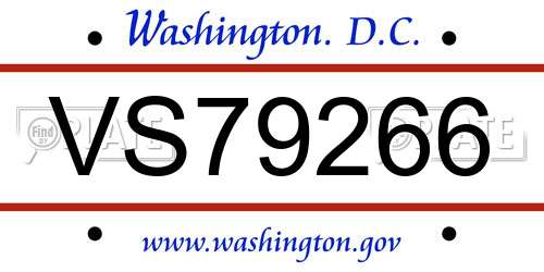 VS79266 District Of Columbia License Plate