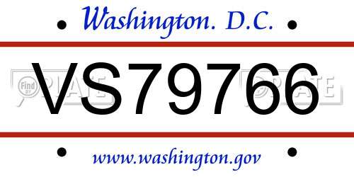 VS79766 District Of Columbia License Plate