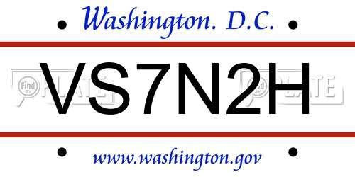 VS7N2H District Of Columbia License Plate