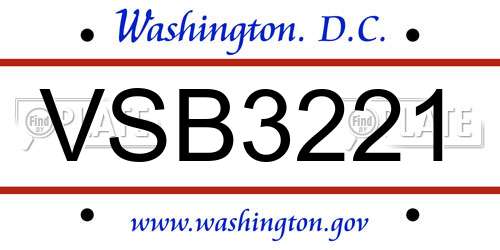 VSB3221 District Of Columbia License Plate