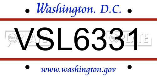 VSL6331 District Of Columbia License Plate