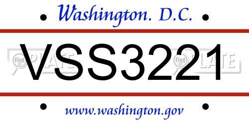 VSS3221 District Of Columbia License Plate