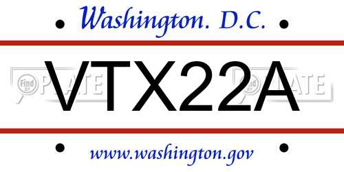 VTX22A District Of Columbia License Plate