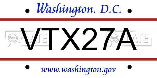 VTX27A District Of Columbia License Plate