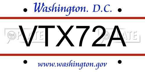 VTX72A District Of Columbia License Plate
