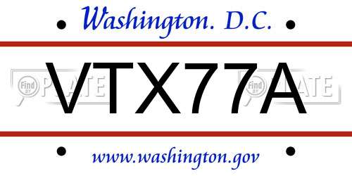 VTX77A District Of Columbia License Plate