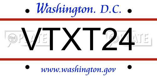 VTXT24 District Of Columbia License Plate