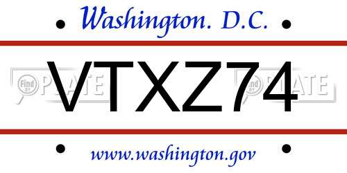 VTXZ74 District Of Columbia License Plate