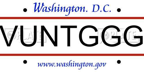 VUNTGGG District Of Columbia License Plate