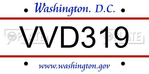 VVD319 District Of Columbia License Plate